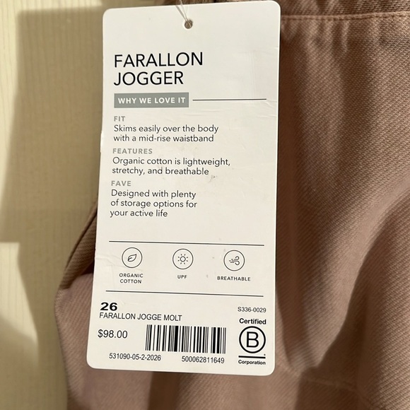 NWT-ATHLETA-26-light pinkish tan-Farallon jogger elastic & drawstring waistband - Picture 7 of 16
